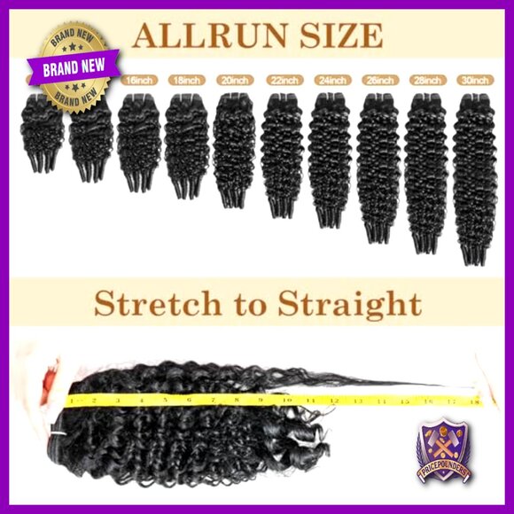 Raw Curly Human Hair Extensions 3Pcs 18 20 22 Inch Spiral Ends